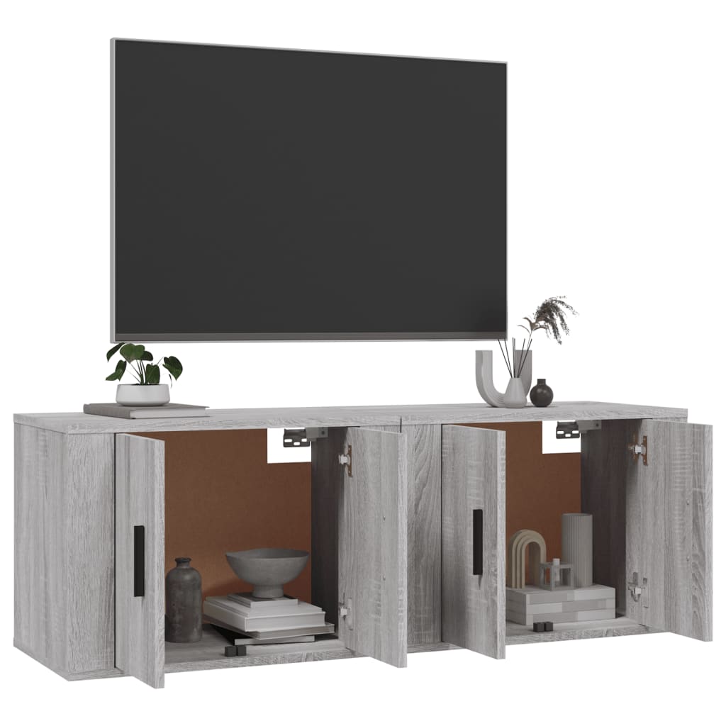 Seinäkiinnitettävät TV-kaapit 2 kpl harmaa Sonoma 57x34,5x40 cm - Sisustajankoti.fi