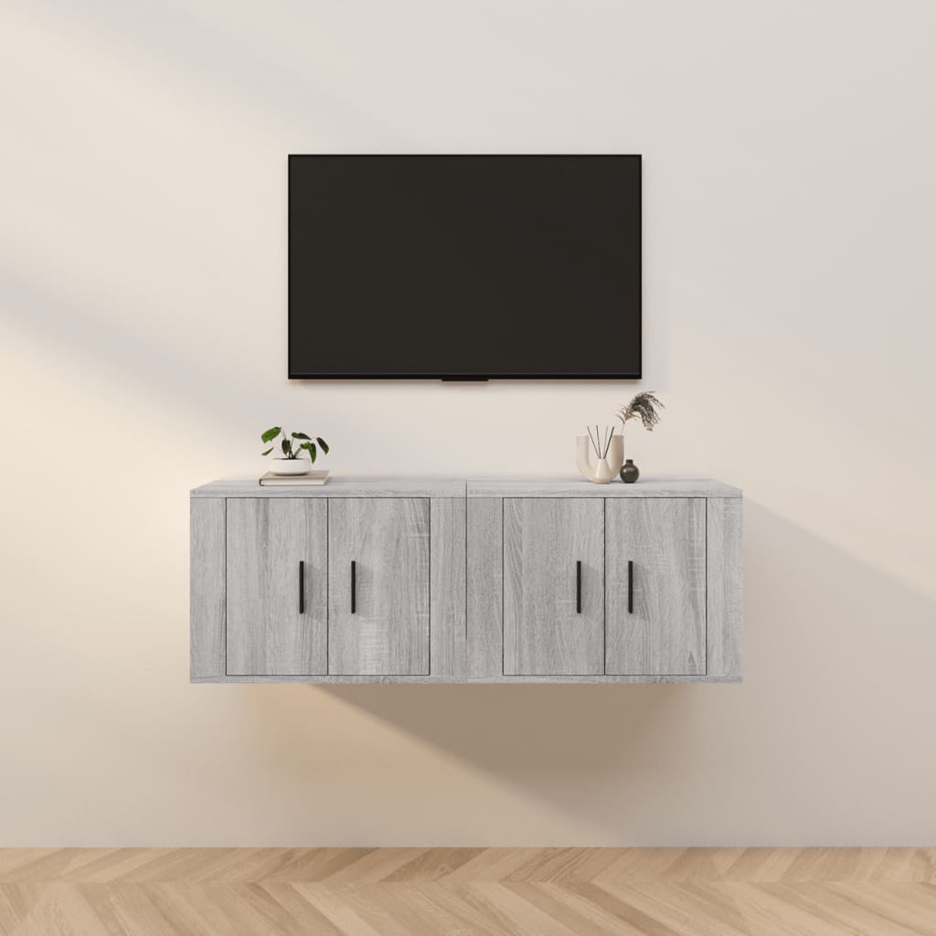 Seinäkiinnitettävät TV-kaapit 2 kpl harmaa Sonoma 57x34,5x40 cm - Sisustajankoti.fi