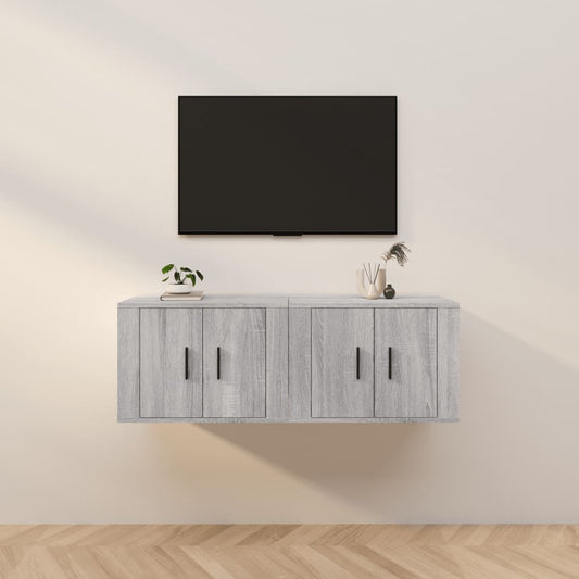 Seinäkiinnitettävät TV-kaapit 2 kpl harmaa Sonoma 57x34,5x40 cm - Sisustajankoti.fi