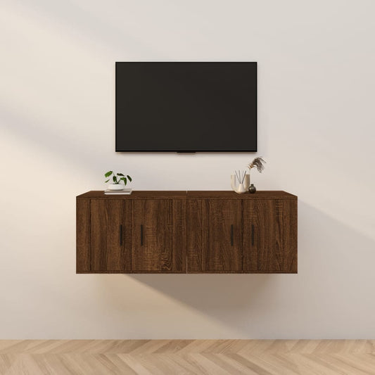 Seinäkiinnitettävät TV-kaapit 2 kpl ruskea tammi 57x34,5x40 cm - Sisustajankoti.fi