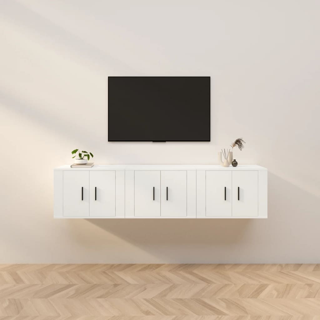 Seinäkiinnitettävät TV-kaapit 3 kpl valkoinen 57x34,5x40 cm - Sisustajankoti.fi