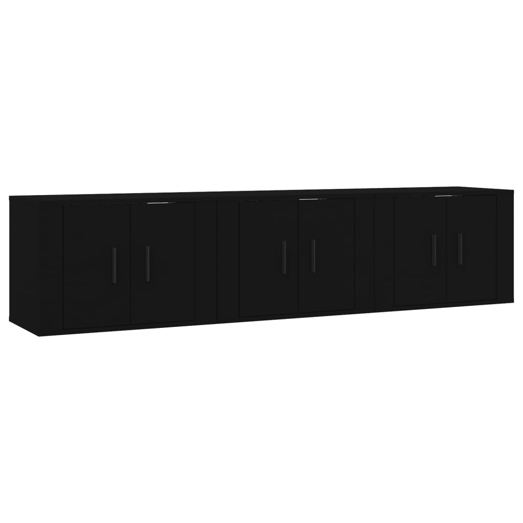 Seinäkiinnitettävät TV-kaapit 3 kpl musta 57x34,5x40 cm - Sisustajankoti.fi