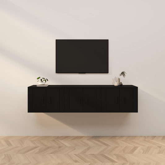 Seinäkiinnitettävät TV-kaapit 3 kpl musta 57x34,5x40 cm - Sisustajankoti.fi
