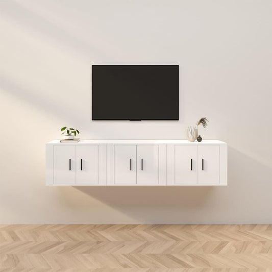 TV-tasot seinälle 3 kpl korkeakiilto valkoinen 57x34,5x40 cm - Sisustajankoti.fi