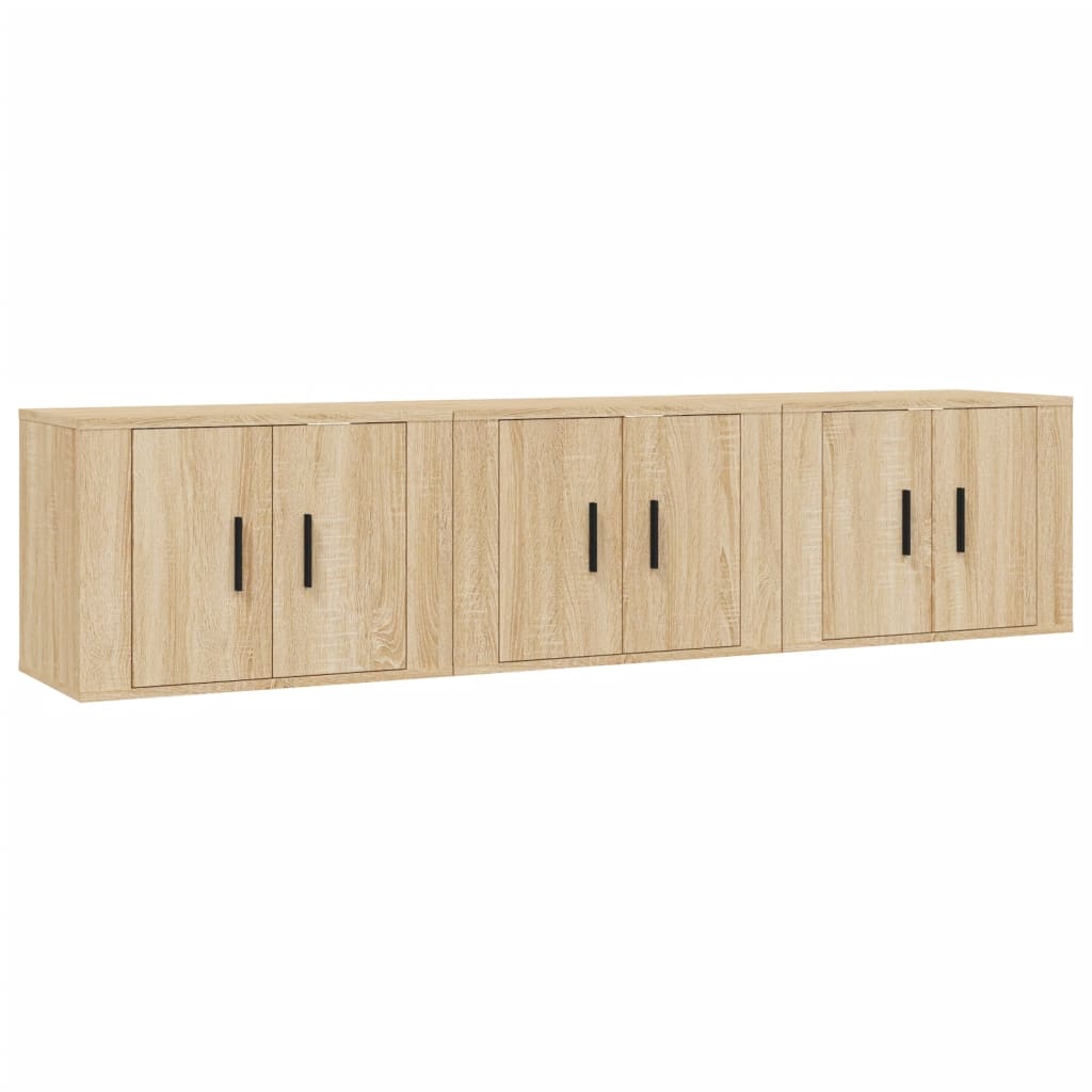 Seinäkiinnitettävät TV-tasot 3 kpl Sonoma-tammi 57x34,5x40 cm - Sisustajankoti.fi