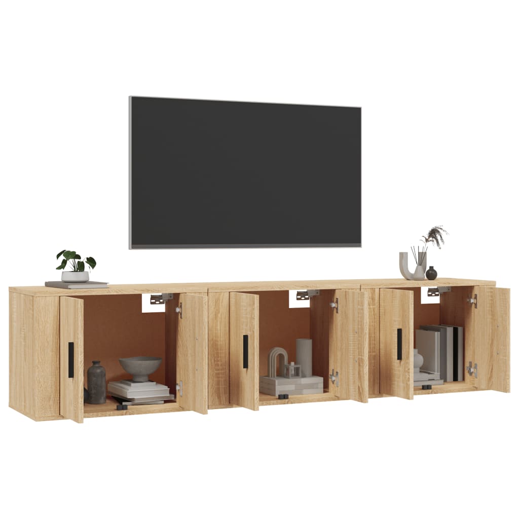 Seinäkiinnitettävät TV-tasot 3 kpl Sonoma-tammi 57x34,5x40 cm - Sisustajankoti.fi