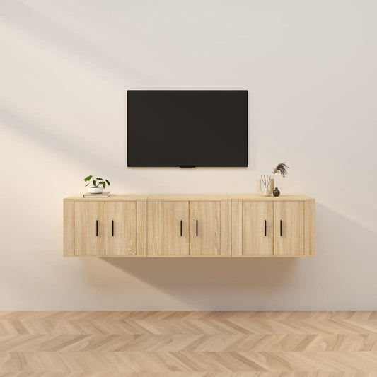 Seinäkiinnitettävät TV-tasot 3 kpl Sonoma-tammi 57x34,5x40 cm - Sisustajankoti.fi