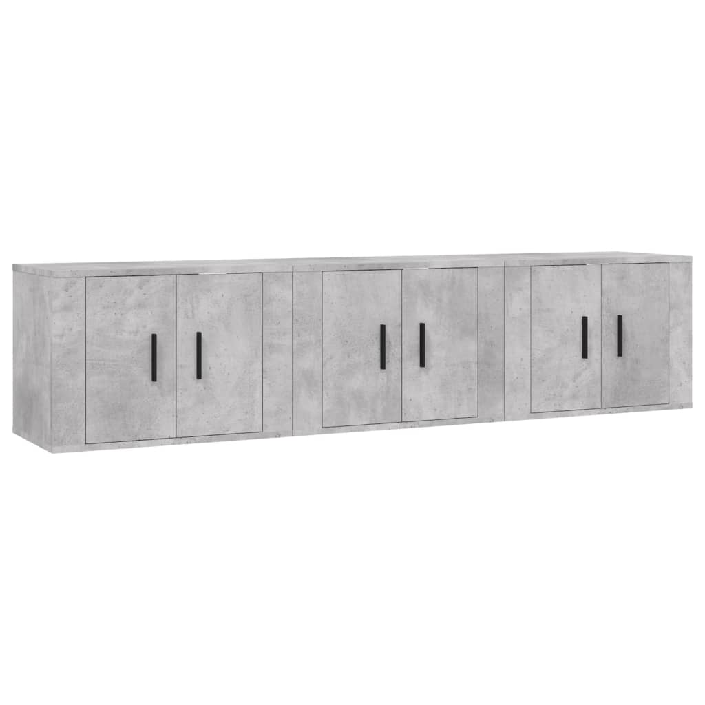 Seinäkiinnitettävät TV-tasot 3 kpl betoninharmaa 57x34,5x40 cm - Sisustajankoti.fi