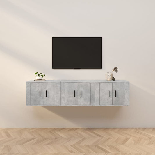 Seinäkiinnitettävät TV-tasot 3 kpl betoninharmaa 57x34,5x40 cm - Sisustajankoti.fi