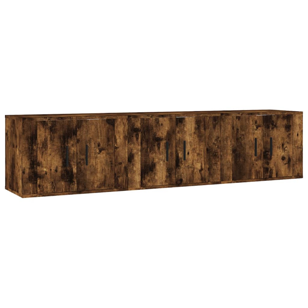 Seinäkiinnitettävät TV-tasot 3 kpl savutammi 57x34,5x40 cm - Sisustajankoti.fi