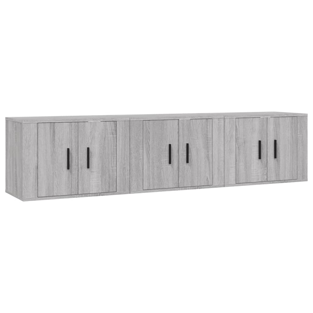Seinäkiinnitettävät TV-tasot 3 kpl harmaa Sonoma 57x34,5x40 cm - Sisustajankoti.fi