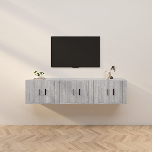 Seinäkiinnitettävät TV-tasot 3 kpl harmaa Sonoma 57x34,5x40 cm - Sisustajankoti.fi