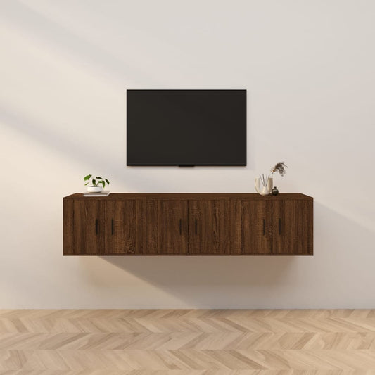 Seinäkiinnitettävät TV-tasot 3 kpl ruskea tammi 57x34,5x40 cm - Sisustajankoti.fi