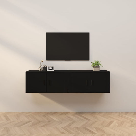 Seinäkiinnitettävät TV-kaapit 2 kpl musta 80x34,5x40 cm - Sisustajankoti.fi