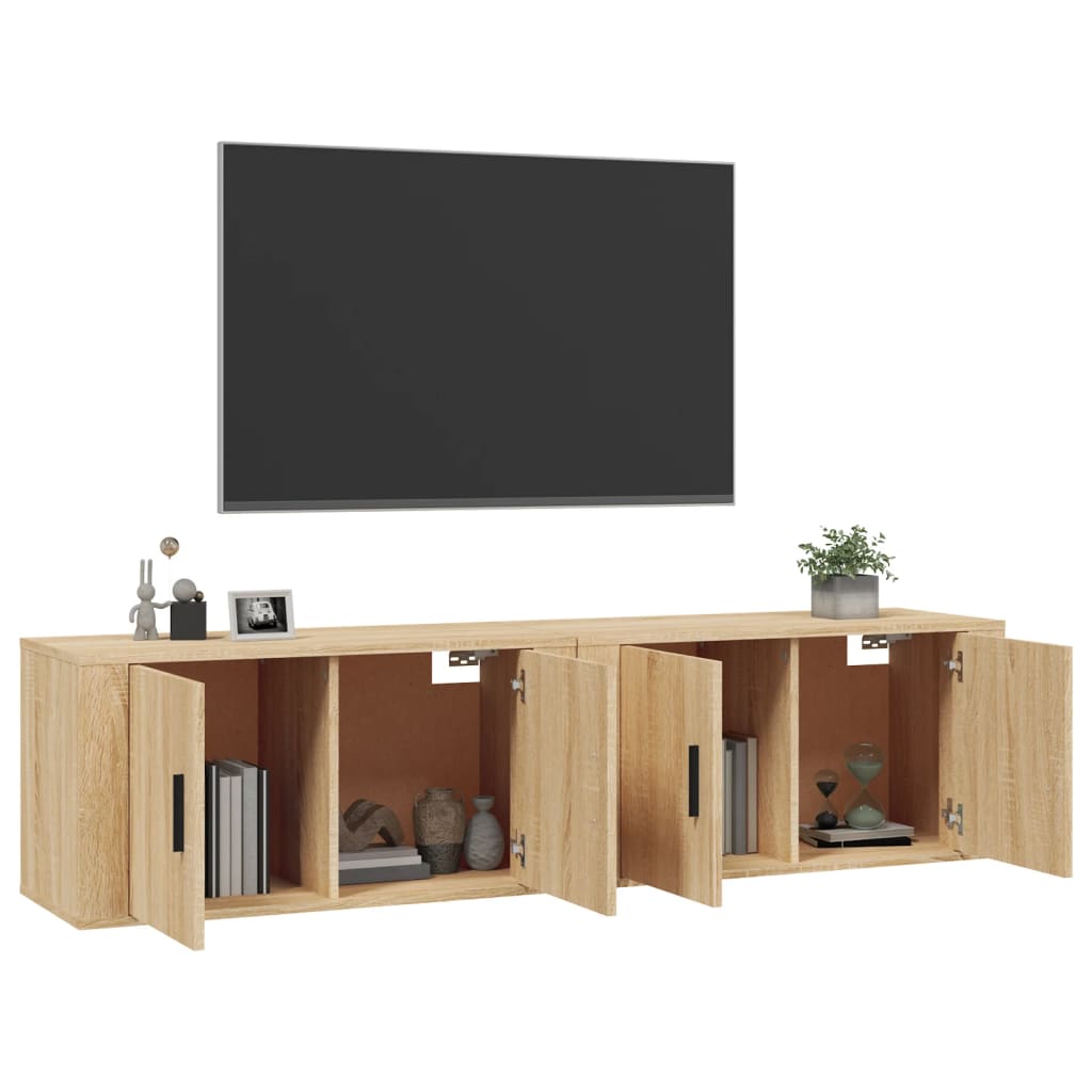 Seinäkiinnitettävät TV-kaapit 2 kpl Sonoma-tammi 80x34,5x40 cm - Sisustajankoti.fi