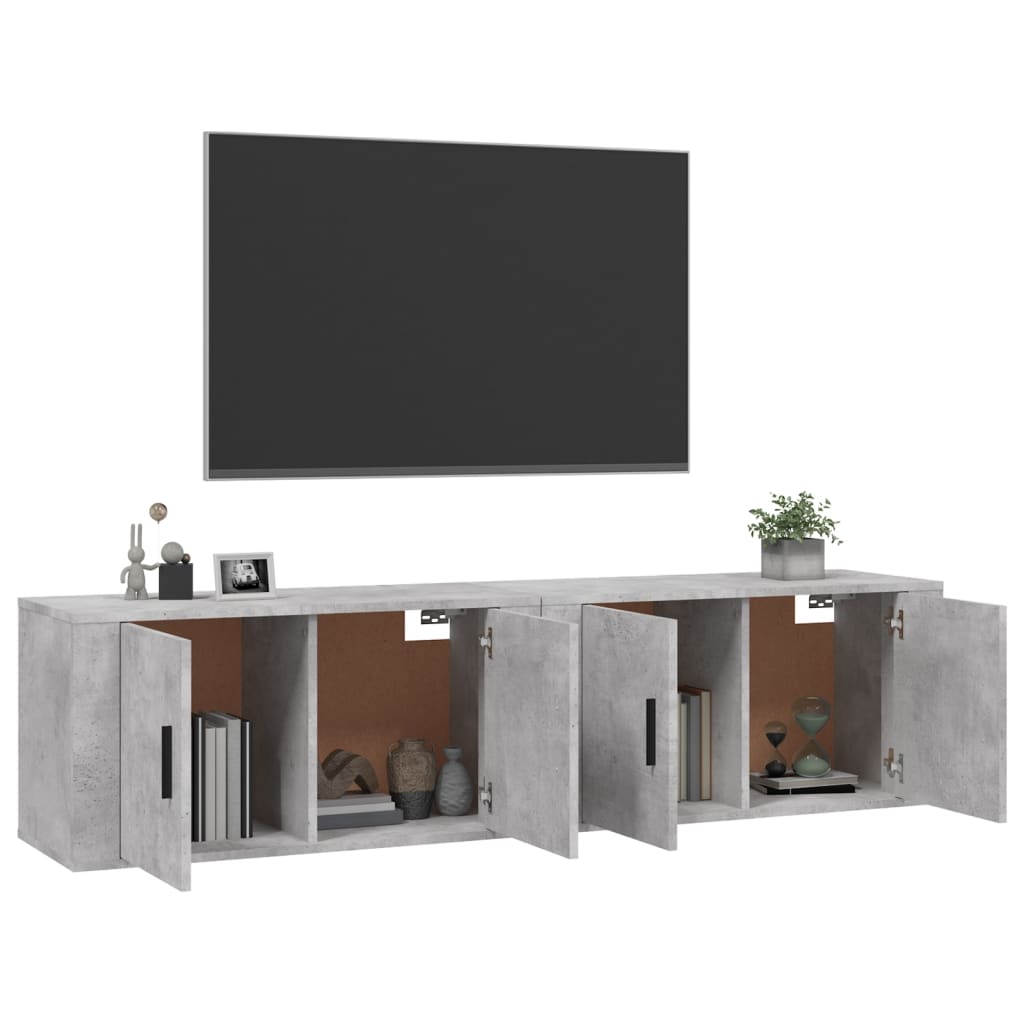 Seinäkiinnitettävät TV-kaapit 2 kpl betoninharmaa 80x34,5x40 cm - Sisustajankoti.fi