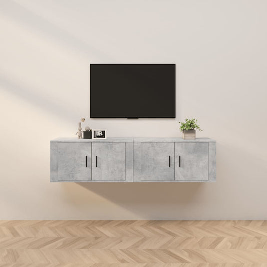 Seinäkiinnitettävät TV-kaapit 2 kpl betoninharmaa 80x34,5x40 cm - Sisustajankoti.fi