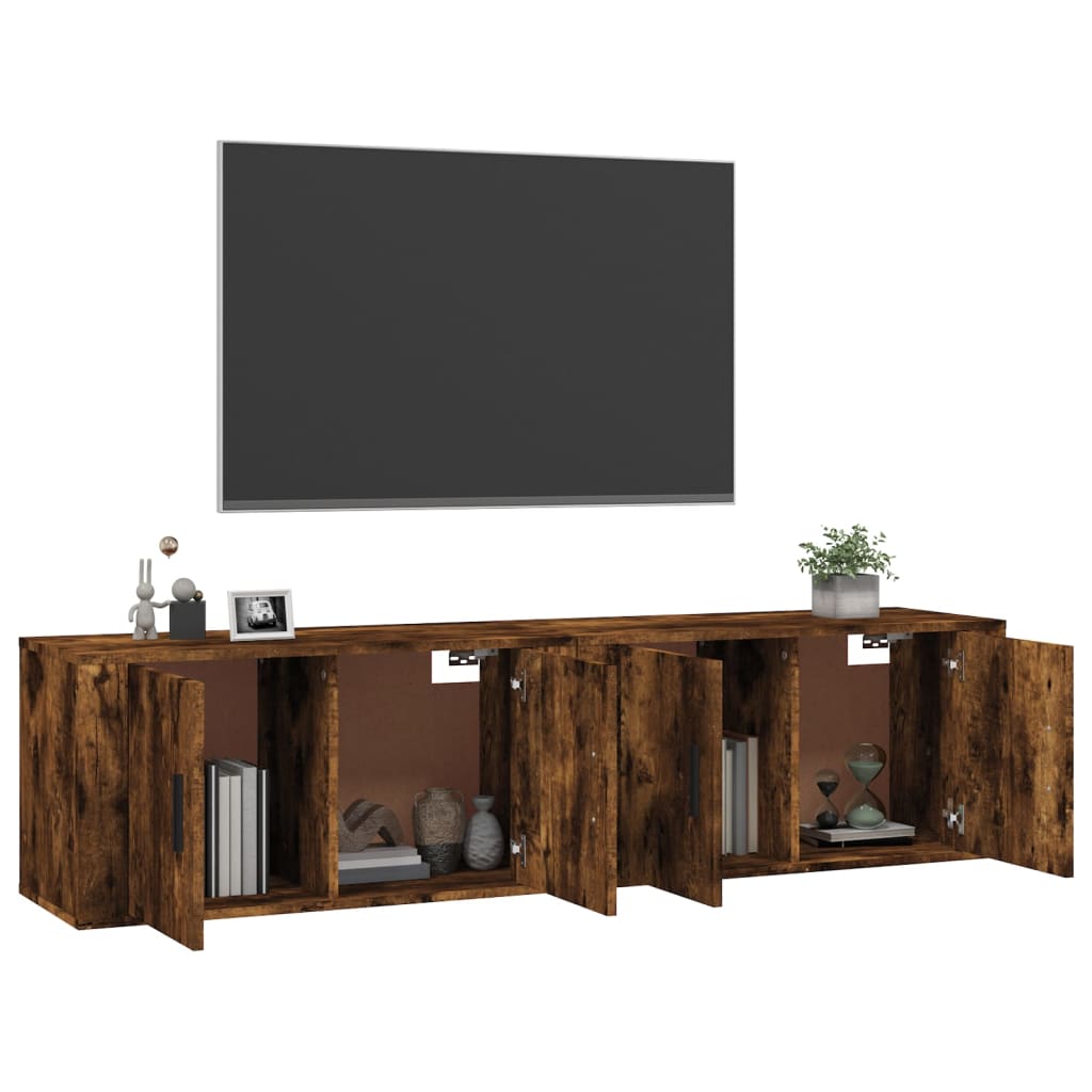 Seinäkiinnitettävät TV-kaapit 2 kpl savutammi 80x34,5x40 cm - Sisustajankoti.fi
