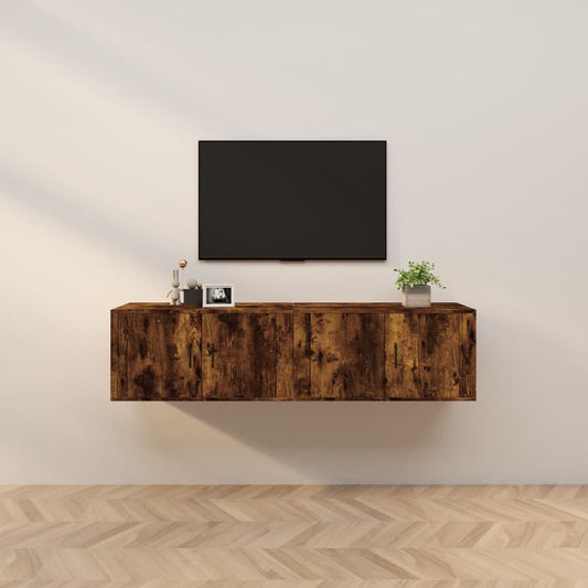 Seinäkiinnitettävät TV-kaapit 2 kpl savutammi 80x34,5x40 cm - Sisustajankoti.fi