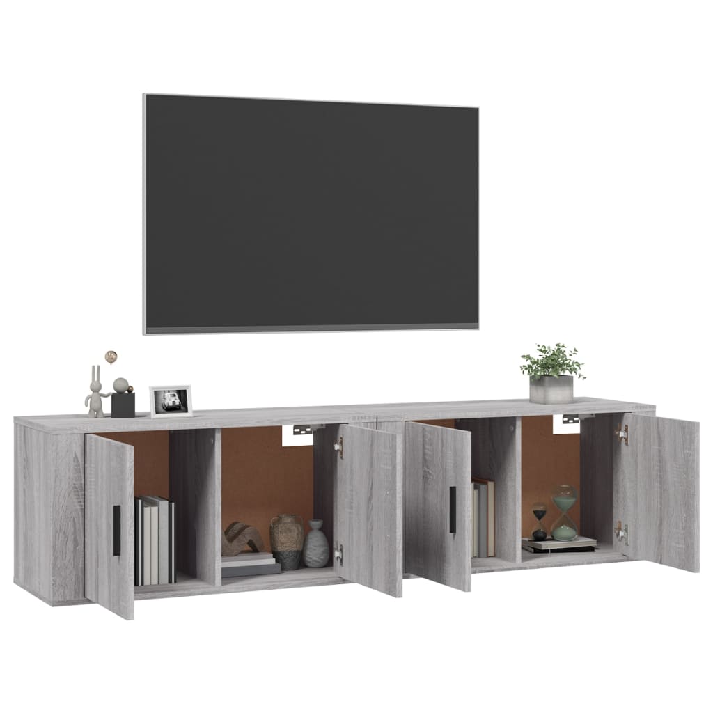 Seinäkiinnitettävät TV-kaapit 2 kpl harmaa Sonoma 80x34,5x40 cm - Sisustajankoti.fi