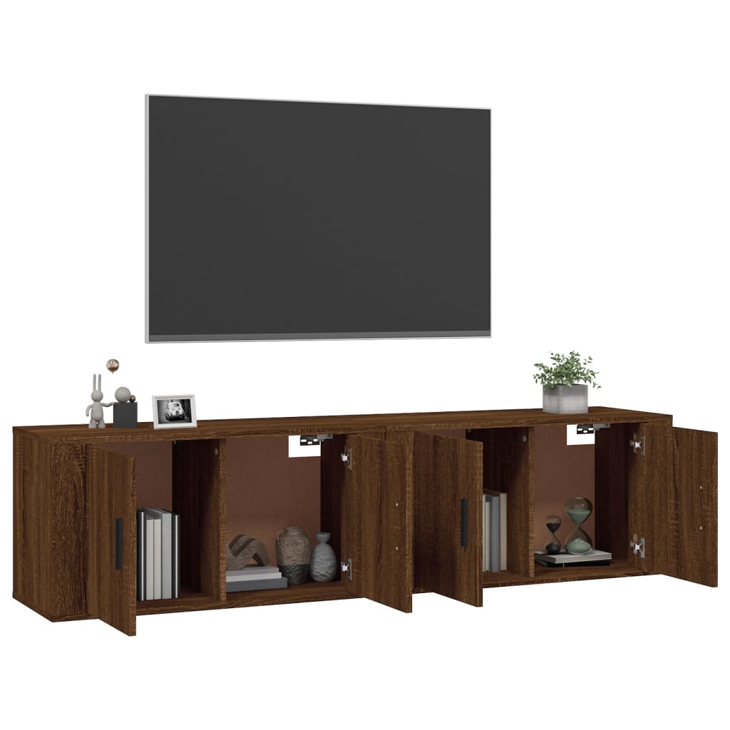 Seinäkiinnitettävät TV-kaapit 2 kpl ruskea tammi 80x34,5x40 cm - Sisustajankoti.fi