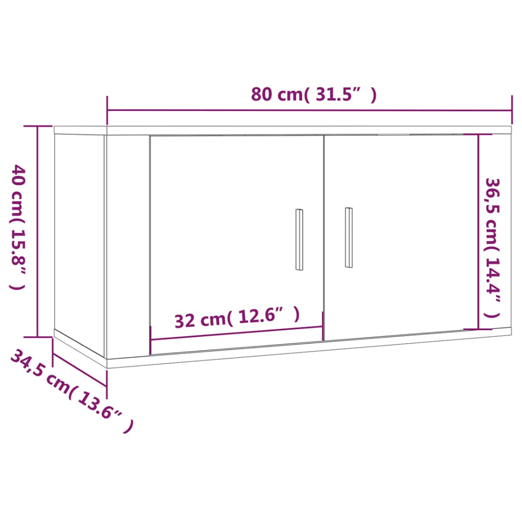 Seinäkiinnitettävät TV-kaapit 2 kpl ruskea tammi 80x34,5x40 cm - Sisustajankoti.fi