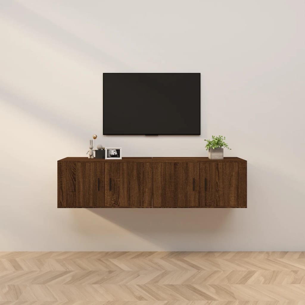 Seinäkiinnitettävät TV-kaapit 2 kpl ruskea tammi 80x34,5x40 cm - Sisustajankoti.fi