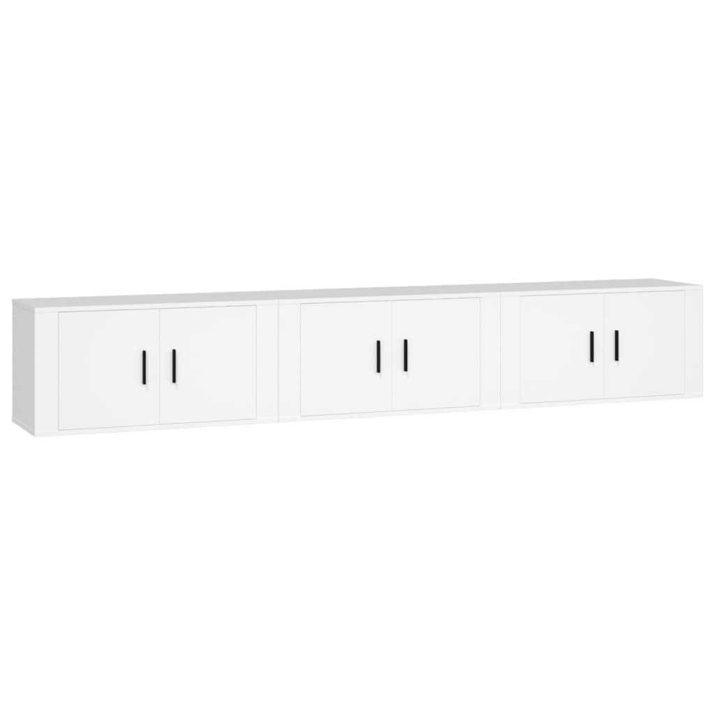 Seinäkiinnitettävät TV-kaapit 3 kpl valkoinen 80x34,5x40 cm - Sisustajankoti.fi