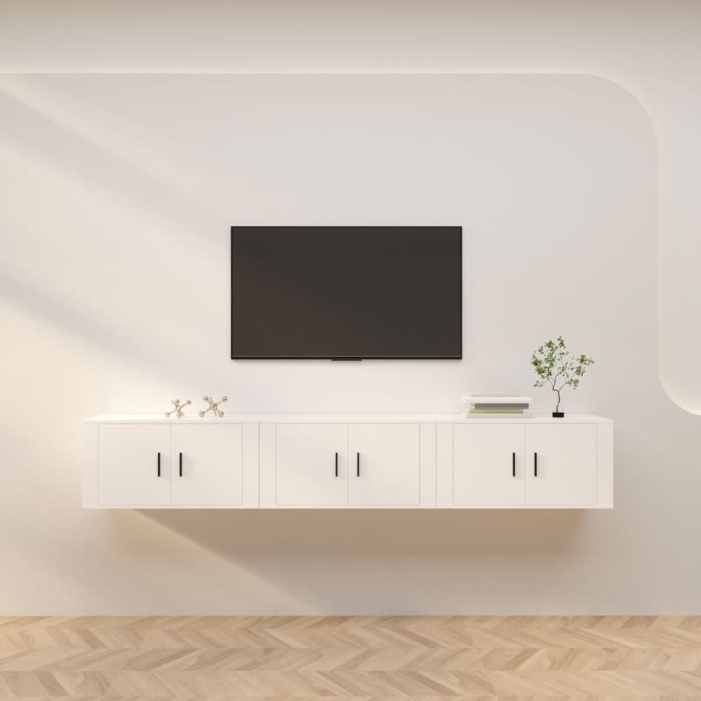 Seinäkiinnitettävät TV-kaapit 3 kpl valkoinen 80x34,5x40 cm - Sisustajankoti.fi