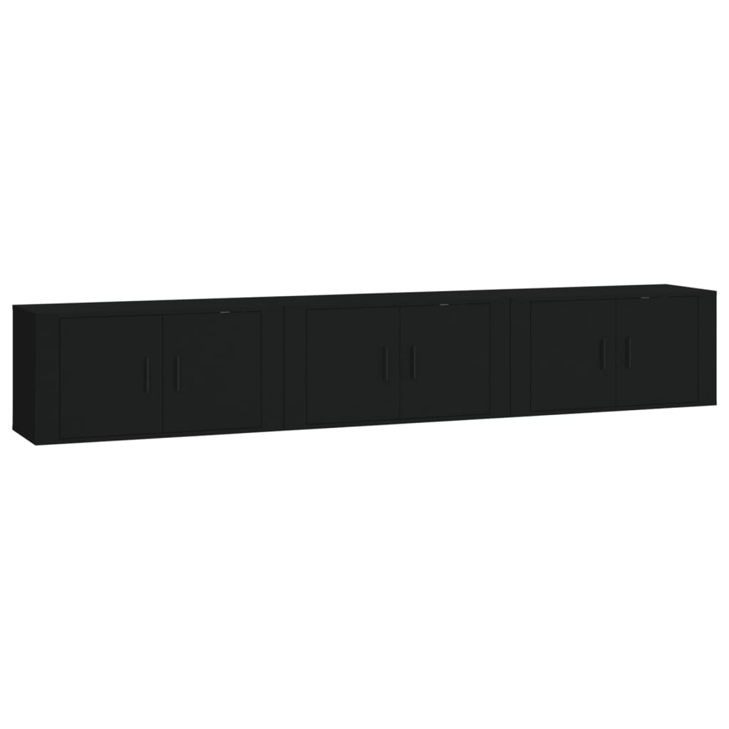 Seinäkiinnitettävät TV-kaapit 3 kpl musta 80x34,5x40 cm - Sisustajankoti.fi
