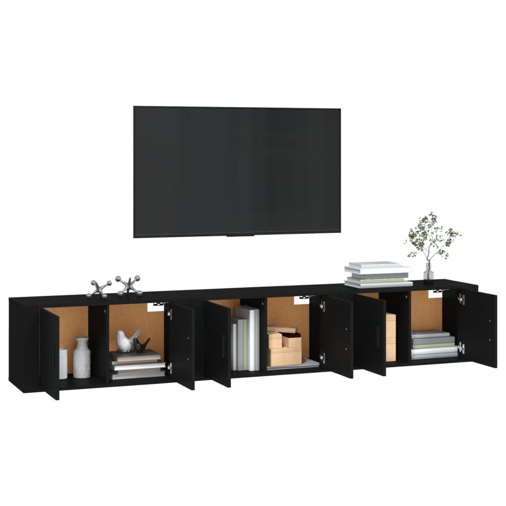 Seinäkiinnitettävät TV-kaapit 3 kpl musta 80x34,5x40 cm - Sisustajankoti.fi