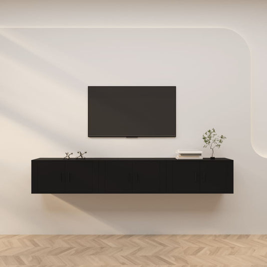 Seinäkiinnitettävät TV-kaapit 3 kpl musta 80x34,5x40 cm - Sisustajankoti.fi