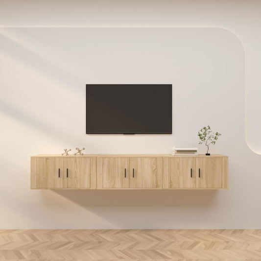 Seinäkiinnitettävät TV-kaapit 3 kpl Sonoma-tammi 80x34,5x40 cm - Sisustajankoti.fi