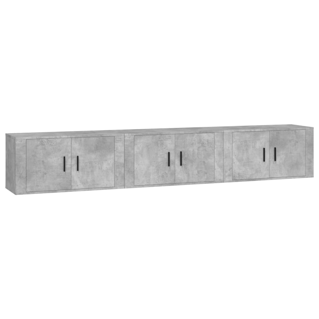 Seinäkiinnitettävät TV-kaapit 3 kpl betoninharmaa 80x34,5x40 cm - Sisustajankoti.fi