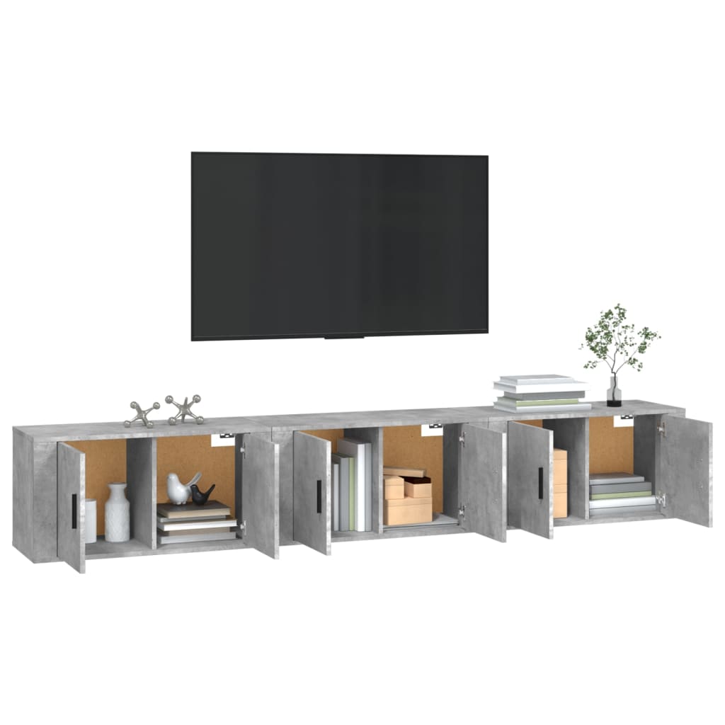 Seinäkiinnitettävät TV-kaapit 3 kpl betoninharmaa 80x34,5x40 cm - Sisustajankoti.fi