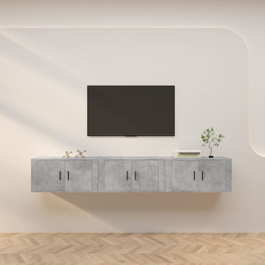 Seinäkiinnitettävät TV-kaapit 3 kpl betoninharmaa 80x34,5x40 cm - Sisustajankoti.fi
