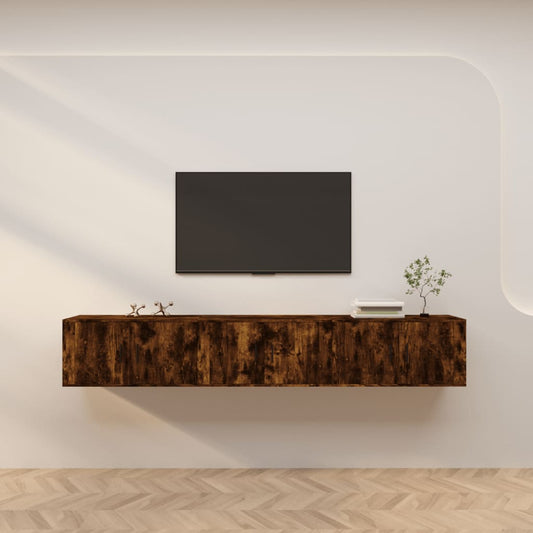 Seinäkiinnitettävät TV-kaapit 3 kpl savutammi 80x34,5x40 cm - Sisustajankoti.fi