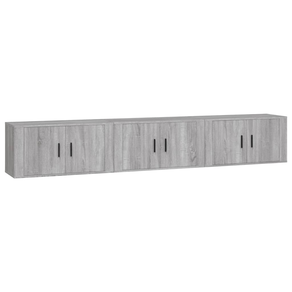 Seinäkiinnitettävät TV-kaapit 3 kpl harmaa Sonoma 80x34,5x40 cm - Sisustajankoti.fi