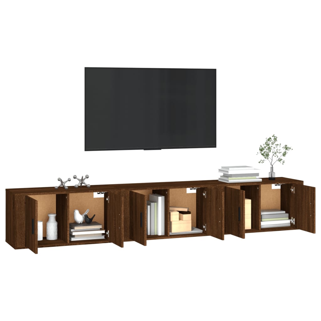 Seinäkiinnitettävät TV-kaapit 3 kpl ruskea tammi 80x34,5x40 cm - Sisustajankoti.fi