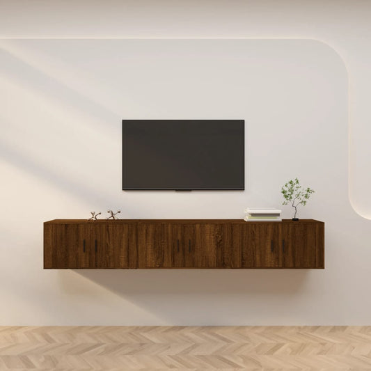 Seinäkiinnitettävät TV-kaapit 3 kpl ruskea tammi 80x34,5x40 cm - Sisustajankoti.fi