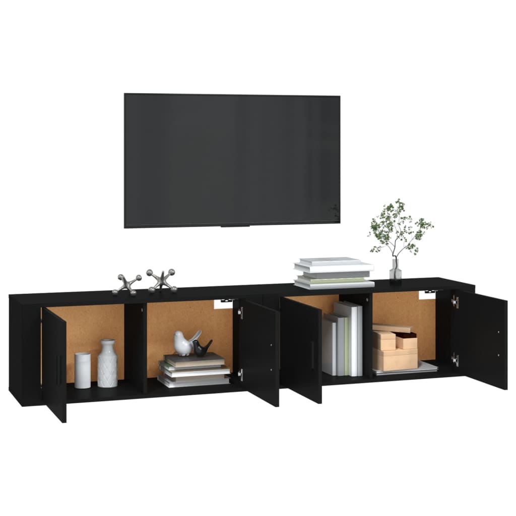 Seinäkiinnitettävät TV-kaapit 2 kpl musta 100x34,5x40 cm - Sisustajankoti.fi