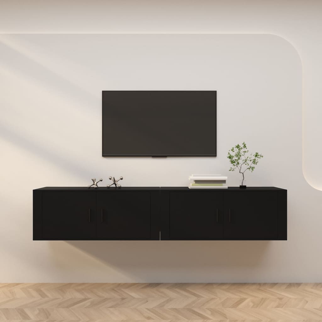 Seinäkiinnitettävät TV-kaapit 2 kpl musta 100x34,5x40 cm - Sisustajankoti.fi