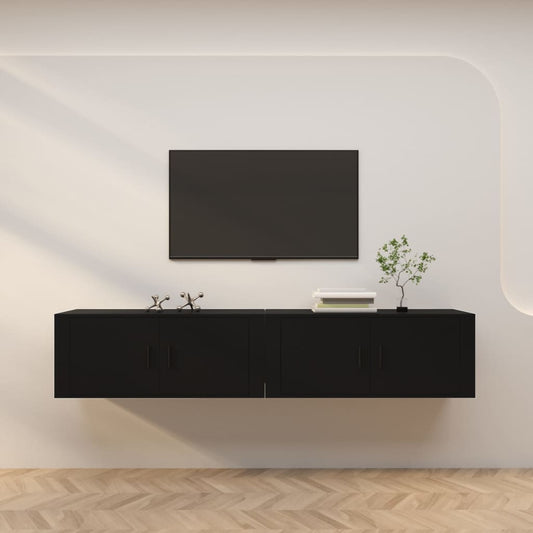 Seinäkiinnitettävät TV-kaapit 2 kpl musta 100x34,5x40 cm - Sisustajankoti.fi