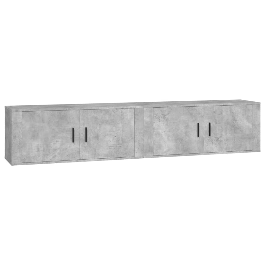 Seinäkiinnitettävät TV-kaapit 2 kpl betoninharm. 100x34,5x40 cm - Sisustajankoti.fi