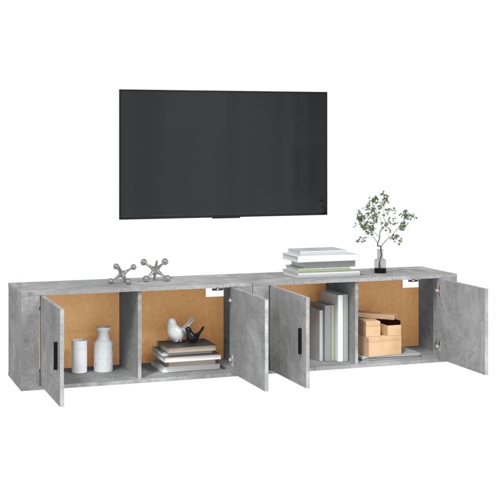 Seinäkiinnitettävät TV-kaapit 2 kpl betoninharm. 100x34,5x40 cm - Sisustajankoti.fi