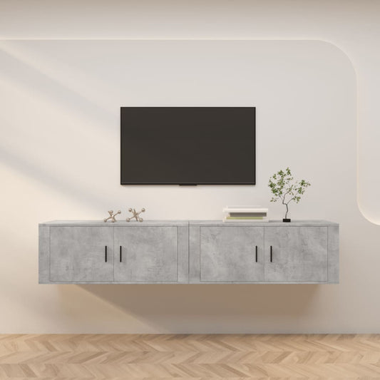 Seinäkiinnitettävät TV-kaapit 2 kpl betoninharm. 100x34,5x40 cm - Sisustajankoti.fi