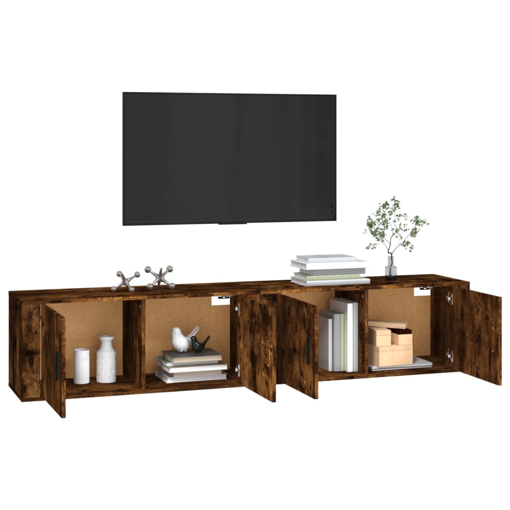 Seinäkiinnitettävät TV-kaapit 2 kpl savutammi 100x34,5x40 cm - Sisustajankoti.fi