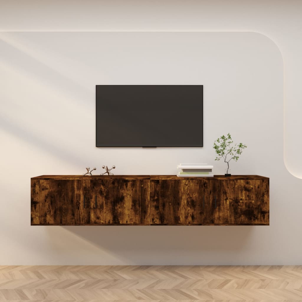 Seinäkiinnitettävät TV-kaapit 2 kpl savutammi 100x34,5x40 cm - Sisustajankoti.fi