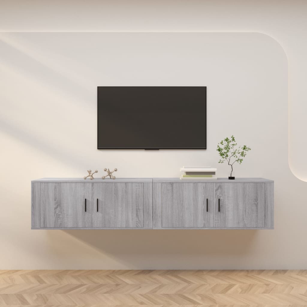 Seinäkiinnitettävät TV-kaapit 2 kpl harm. Sonoma 100x34,5x40 cm - Sisustajankoti.fi