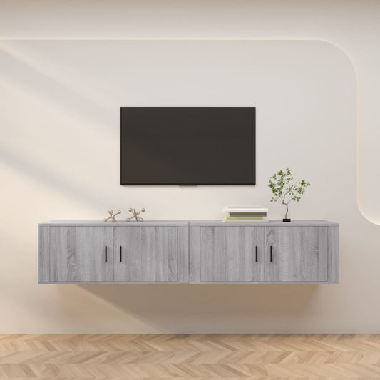 Seinäkiinnitettävät TV-kaapit 2 kpl harm. Sonoma 100x34,5x40 cm - Sisustajankoti.fi